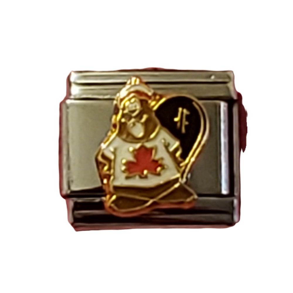 Canadian Beaver 9mm Italian Charm Bracelet link, Unisex